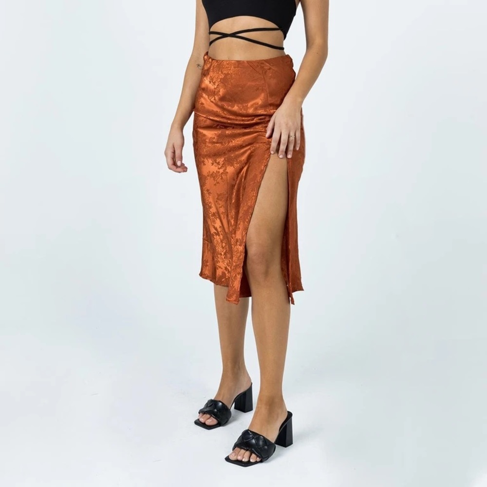 Princess Polly Midi Skirt in rust color